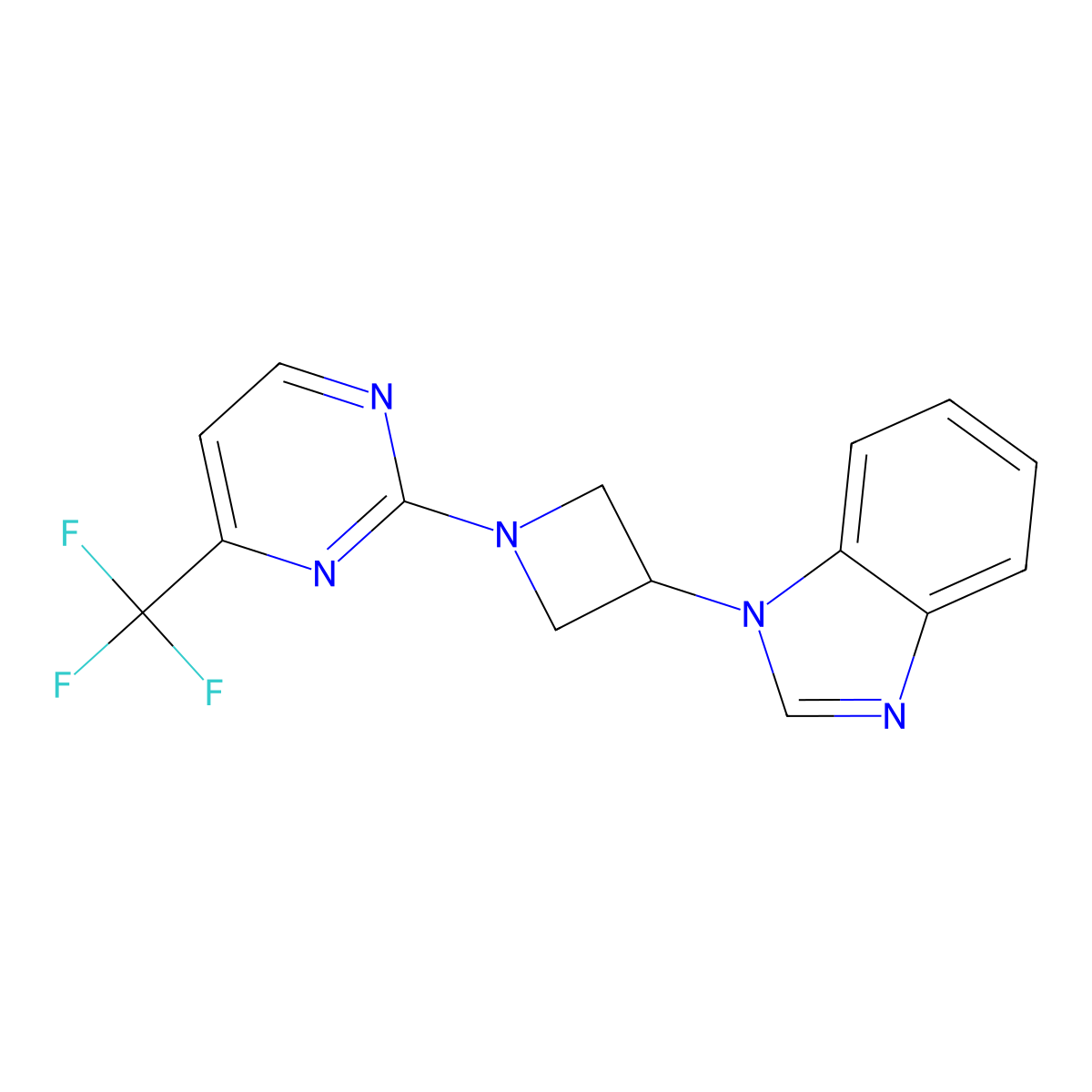 1-{1-[4-(trifluoromethyl)pyrimidin-2-yl]azetidin-3-yl}-1H-1,3-benzodiazole molecular structure, CAS 2380177-14-8