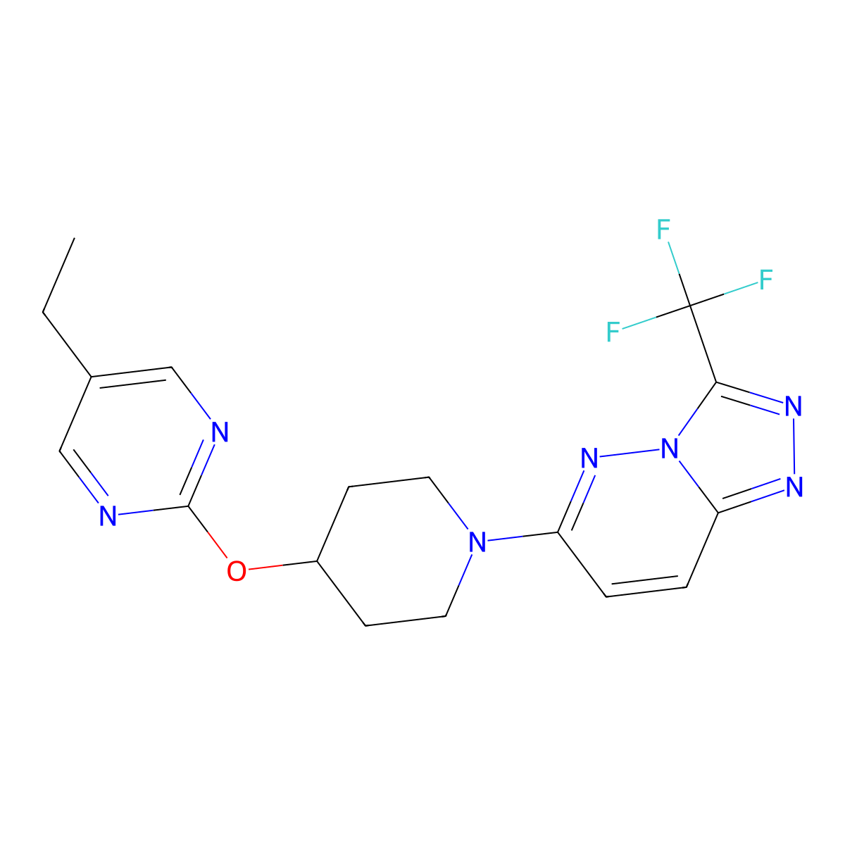 5-Ethyl-2-({1-[3-(trifluoromethyl)-[1,2,4]triazolo[4,3-b]pyridazin-6-yl]piperidin-4-yl}oxy)pyrimidine molecular structure, CAS 2380177-21-7