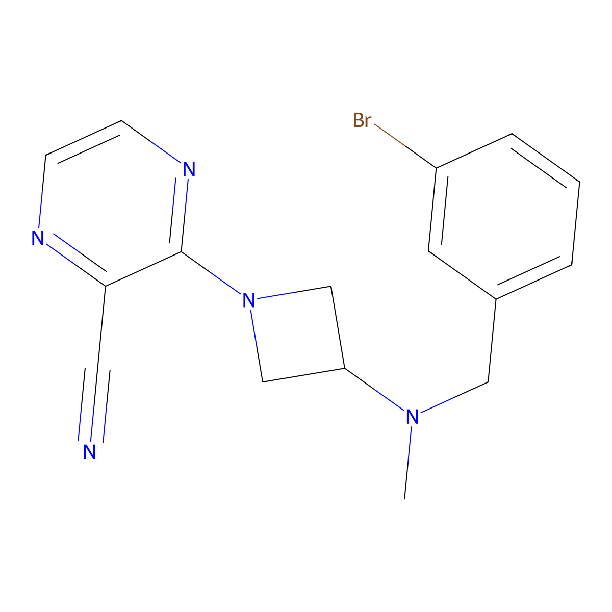 3-(3-{[(3-Bromophenyl)methyl](methyl)amino}azetidin-1-yl)pyrazine-2-carbonitrile molecular structure, CAS 2380177-24-0