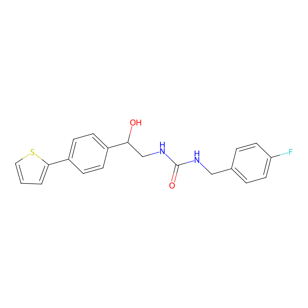 1-[(4-Fluorophenyl)methyl]-3-{2-hydroxy-2-[4-(thiophen-2-yl)phenyl]ethyl}urea molecular structure, CAS 2380177-27-3