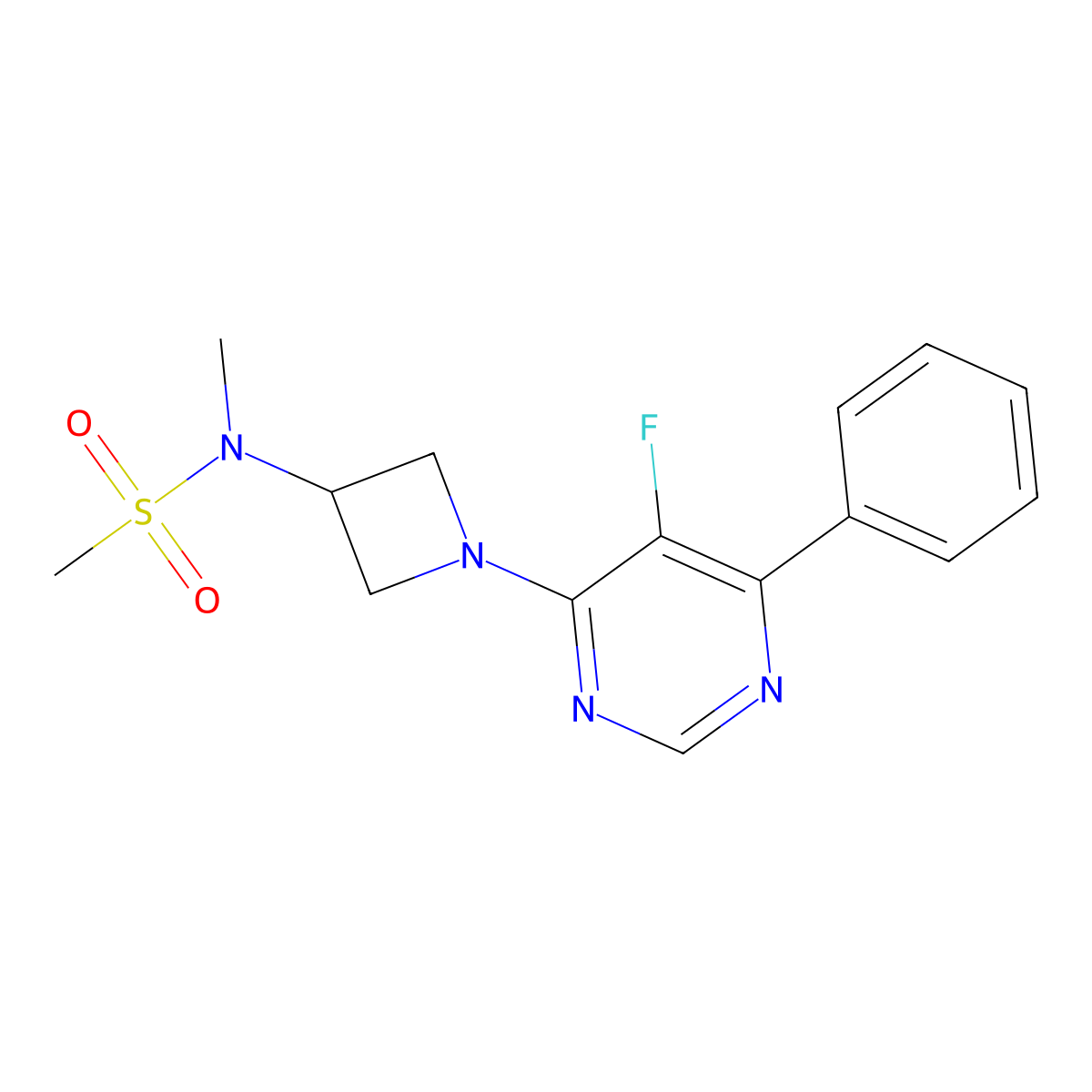 N-[1-(5-Fluoro-6-phenylpyrimidin-4-yl)azetidin-3-yl]-N-methylmethanesulfonamide molecular structure, CAS 2380177-31-9