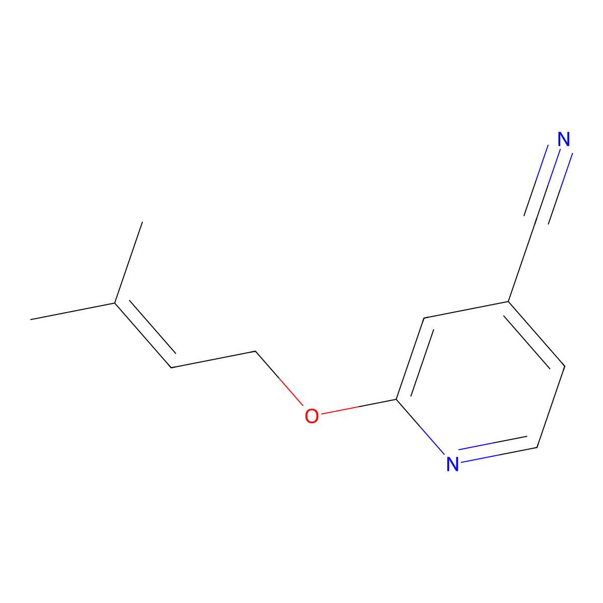 2-[(3-Methylbut-2-en-1-yl)oxy]pyridine-4-carbonitrile molecular structure, CAS 2380177-32-0