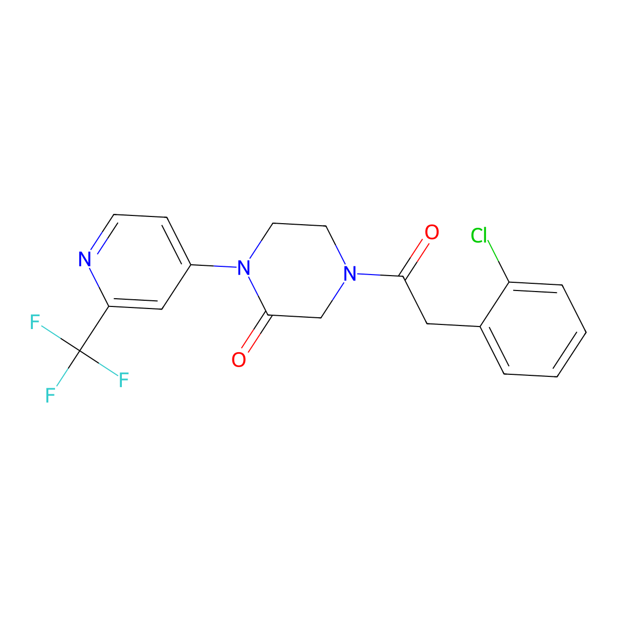4-[2-(2-Chlorophenyl)acetyl]-1-[2-(trifluoromethyl)pyridin-4-yl]piperazin-2-one molecular structure, CAS 2380177-36-4