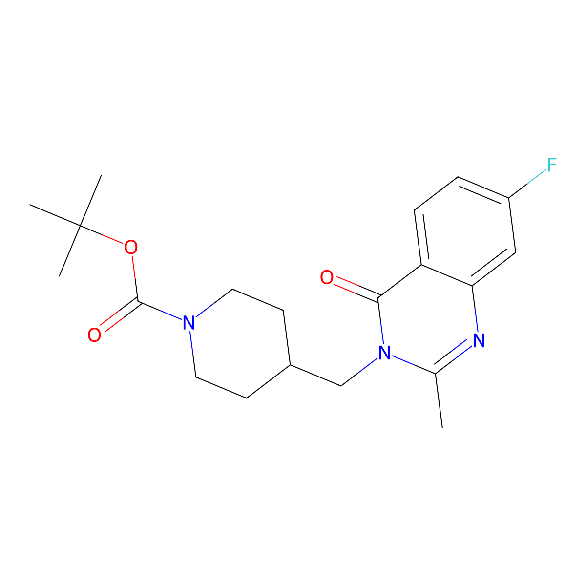 Tert-butyl 4-[(7-fluoro-2-methyl-4-oxo-3,4-dihydroquinazolin-3-yl)methyl]piperidine-1-carboxylate molecular structure, CAS 2380177-38-6