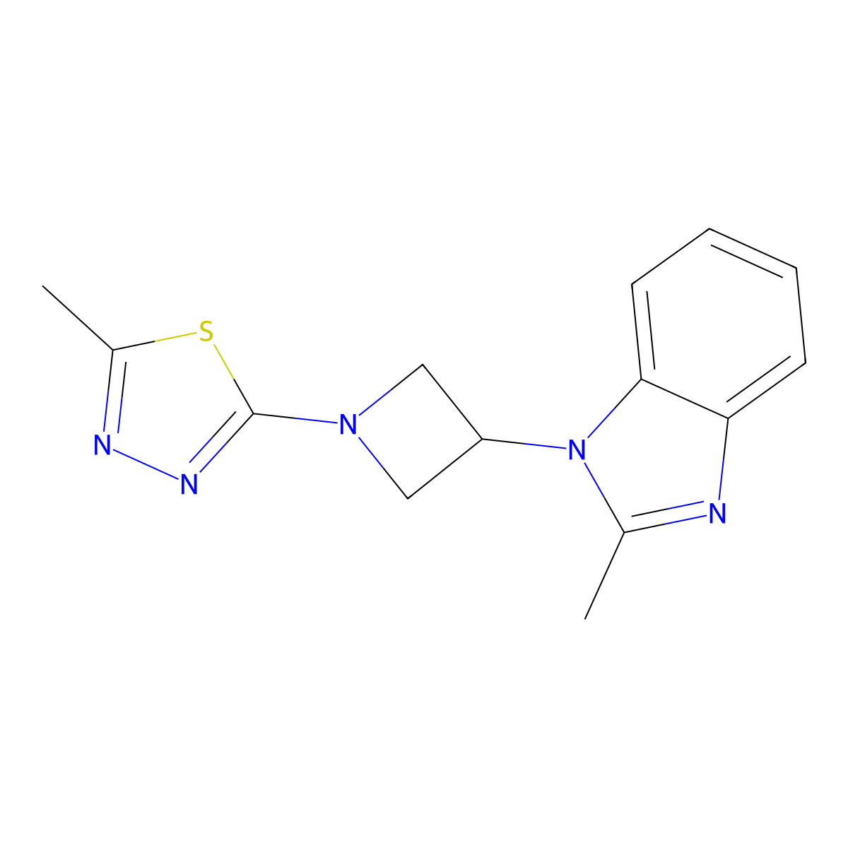 2-methyl-1-[1-(5-methyl-1,3,4-thiadiazol-2-yl)azetidin-3-yl]-1H-1,3-benzodiazole molecular structure, CAS 2380177-54-6
