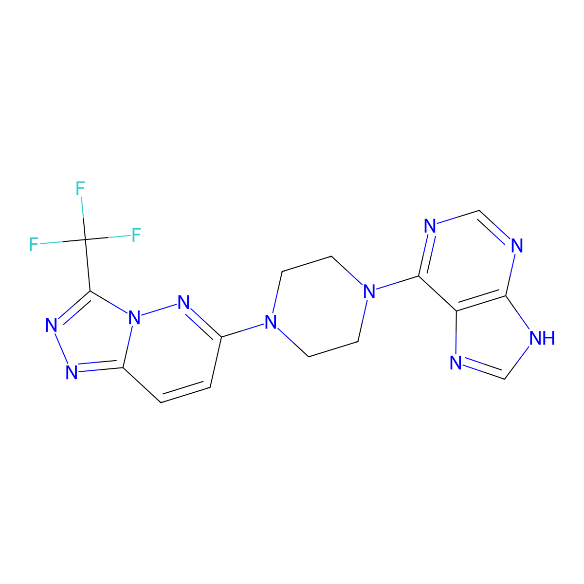 6-{4-[3-(trifluoromethyl)-[1,2,4]triazolo[4,3-b]pyridazin-6-yl]piperazin-1-yl}-9H-purine molecular structure, CAS 2380177-55-7