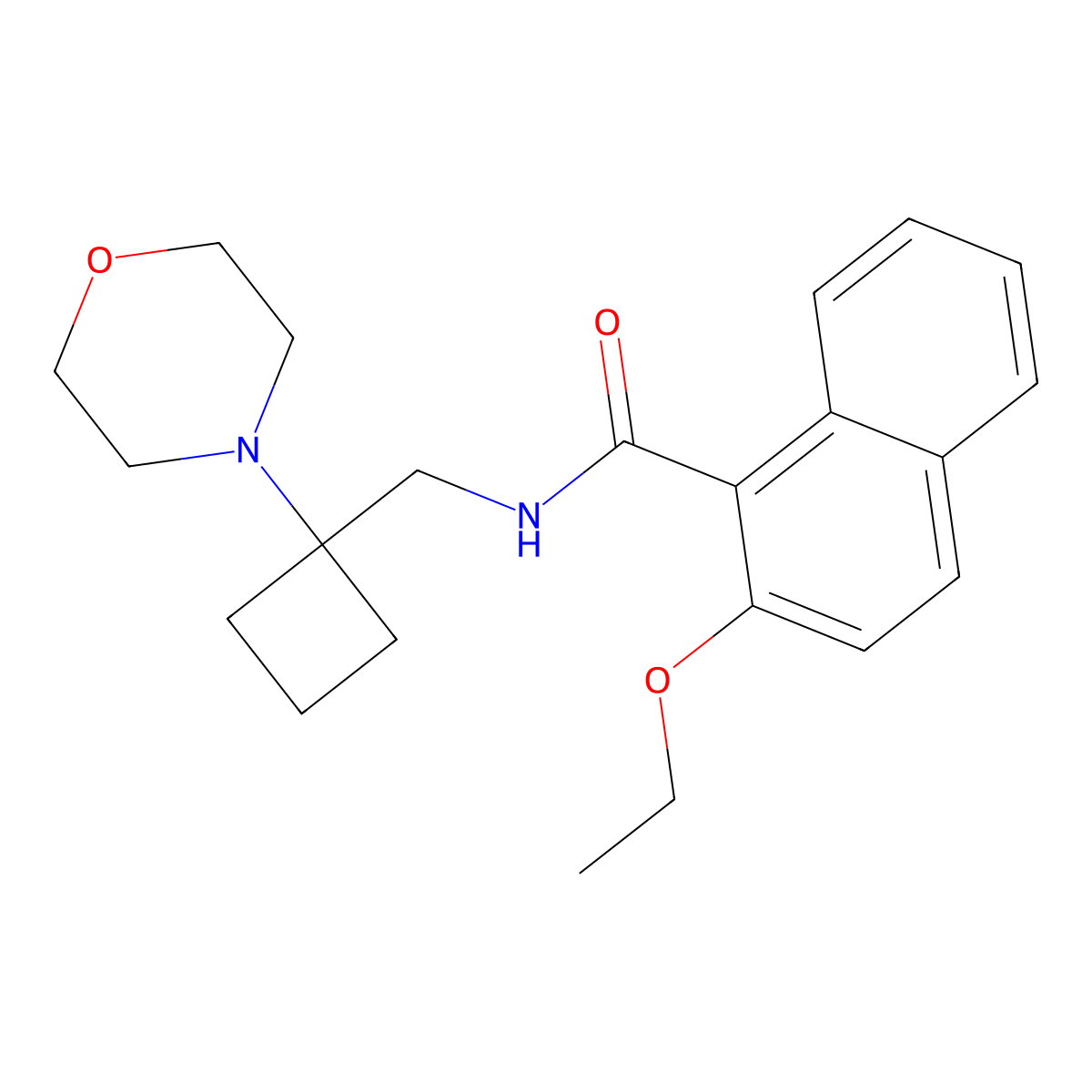 2-ethoxy-N-{[1-(morpholin-4-yl)cyclobutyl]methyl}naphthalene-1-carboxamide molecular structure, CAS 2380177-56-8