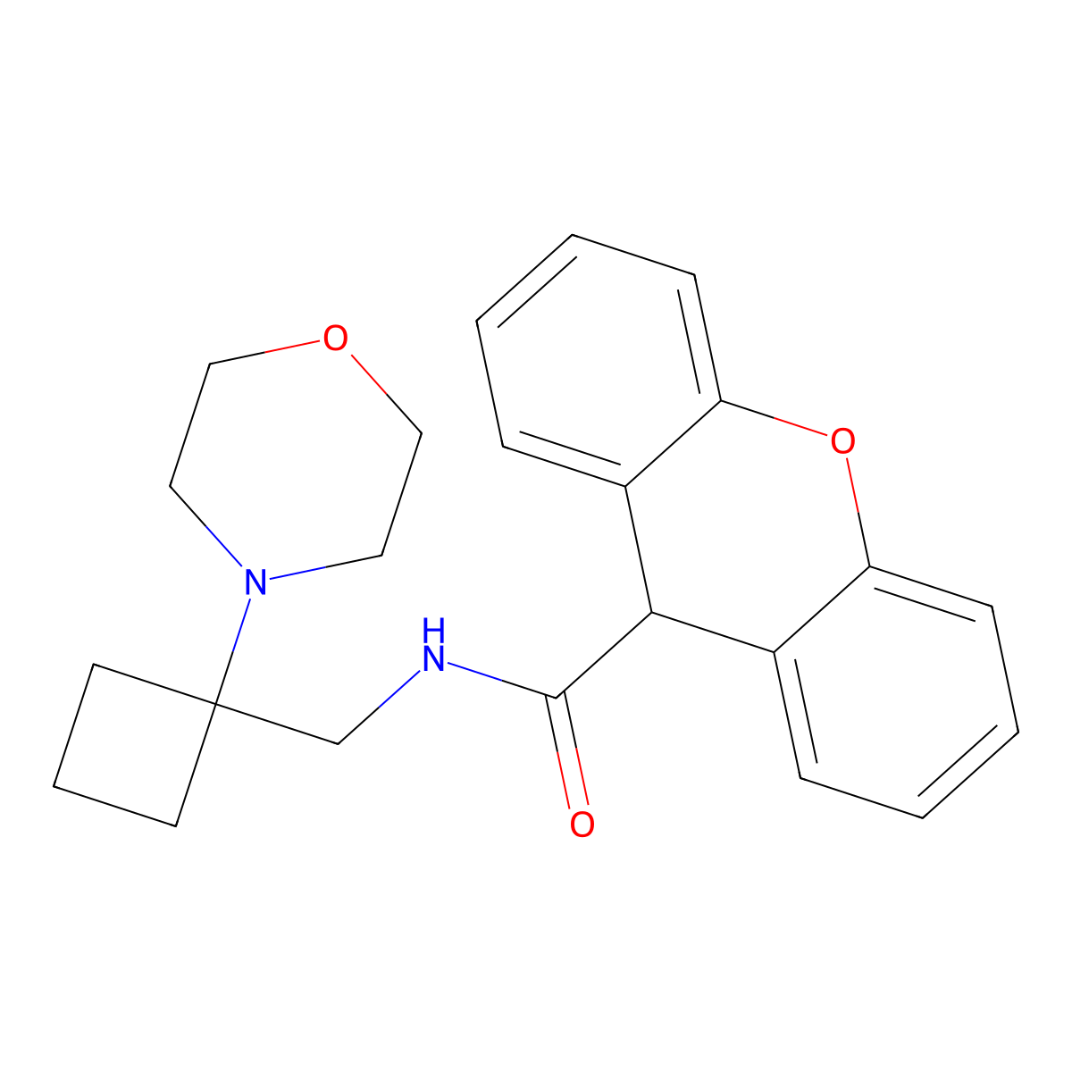 N-{[1-(morpholin-4-yl)cyclobutyl]methyl}-9H-xanthene-9-carboxamide molecular structure, CAS 2380177-57-9