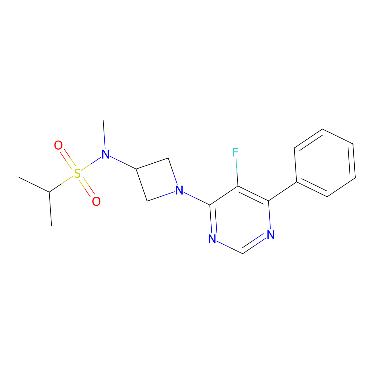 N-[1-(5-Fluoro-6-phenylpyrimidin-4-yl)azetidin-3-yl]-N-methylpropane-2-sulfonamide molecular structure, CAS 2380177-61-5