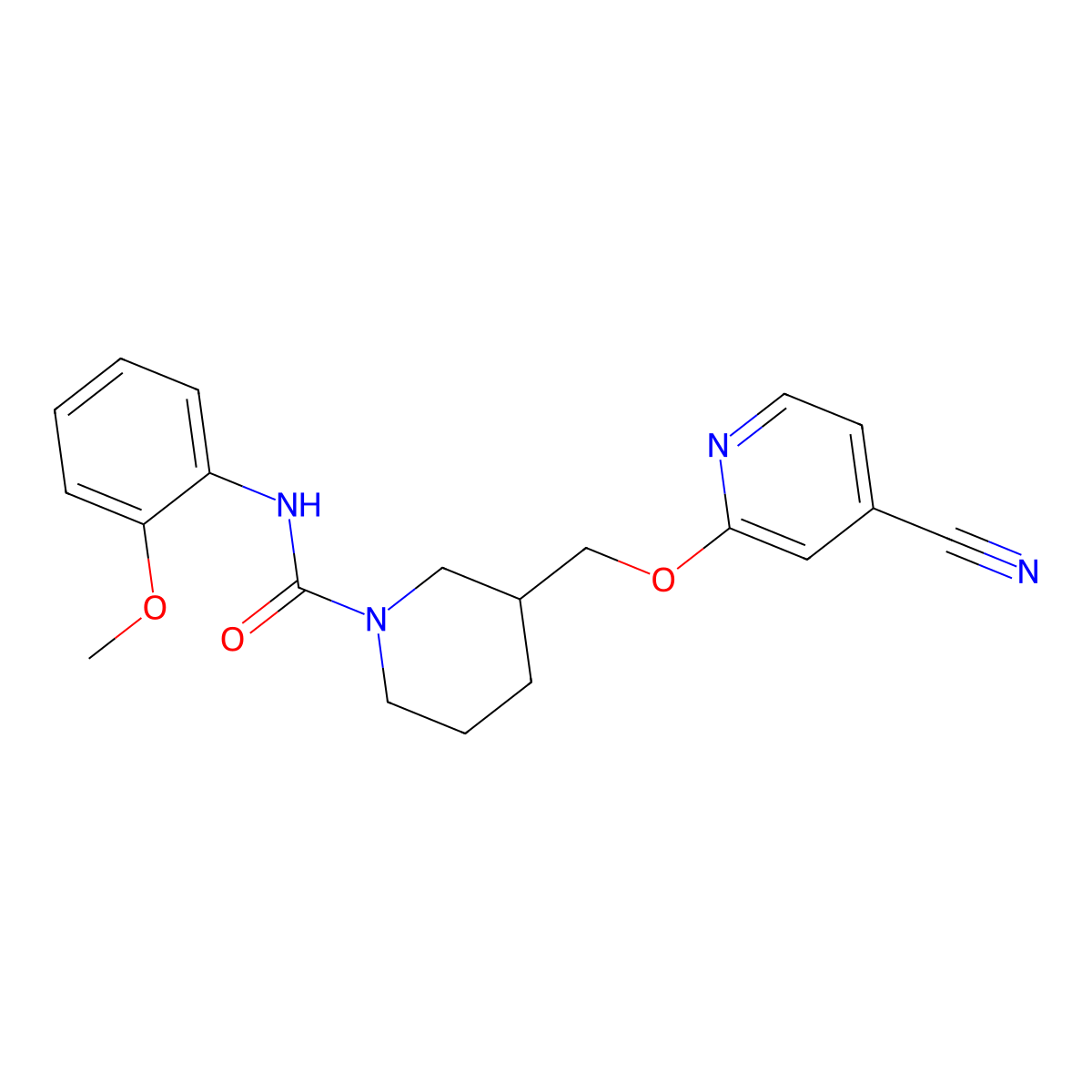 3-{[(4-cyanopyridin-2-yl)oxy]methyl}-N-(2-methoxyphenyl)piperidine-1-carboxamide molecular structure, CAS 2380177-65-9