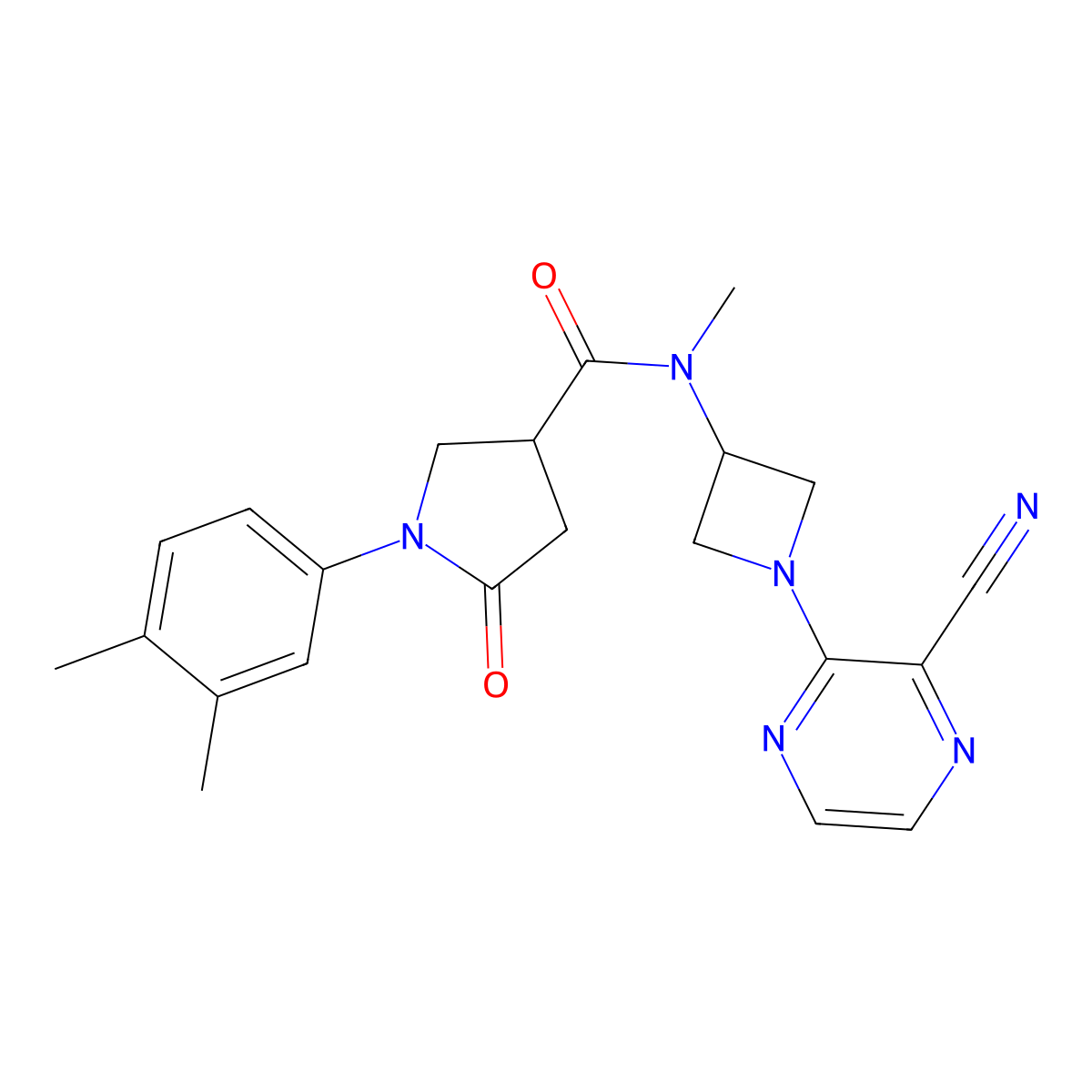 N-[1-(3-Cyanopyrazin-2-yl)azetidin-3-yl]-1-(3,4-dimethylphenyl)-N-methyl-5-oxopyrrolidine-3-carboxamide molecular structure, CAS 2380177-73-9