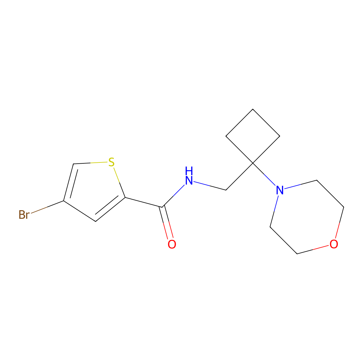 4-bromo-N-{[1-(morpholin-4-yl)cyclobutyl]methyl}thiophene-2-carboxamide molecular structure, CAS 2380177-75-1
