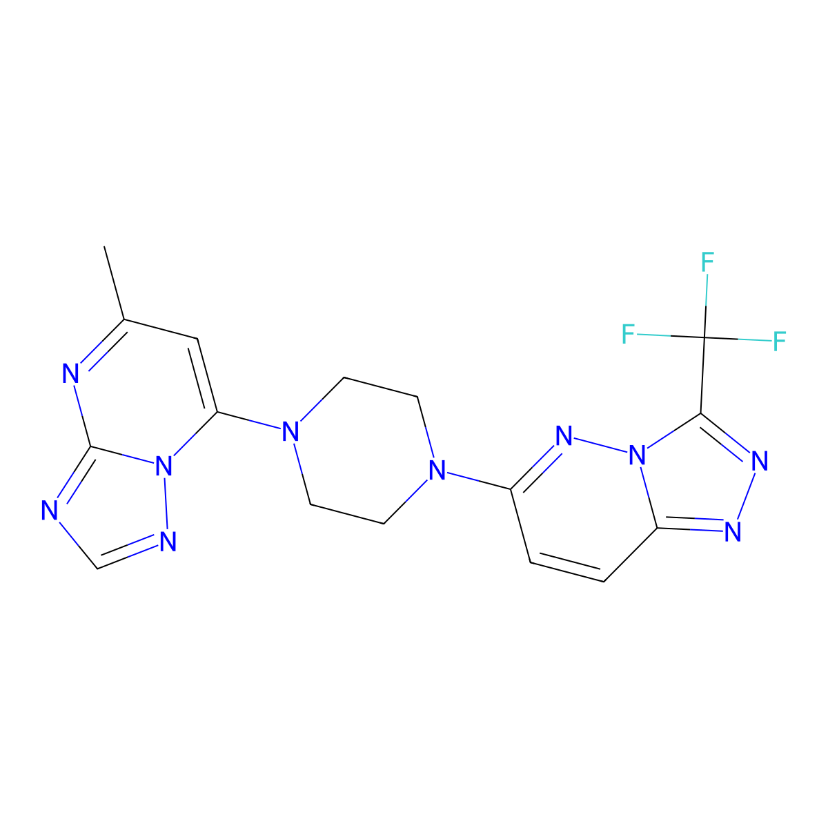 1-{5-Methyl-[1,2,4]triazolo[1,5-a]pyrimidin-7-yl}-4-[3-(trifluoromethyl)-[1,2,4]triazolo[4,3-b]pyridazin-6-yl]piperazine molecular structure, CAS 2380177-76-2