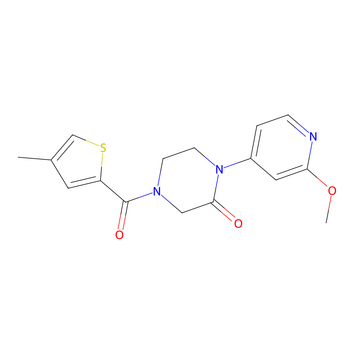 1-(2-Methoxypyridin-4-yl)-4-(4-methylthiophene-2-carbonyl)piperazin-2-one molecular structure, CAS 2380177-85-3