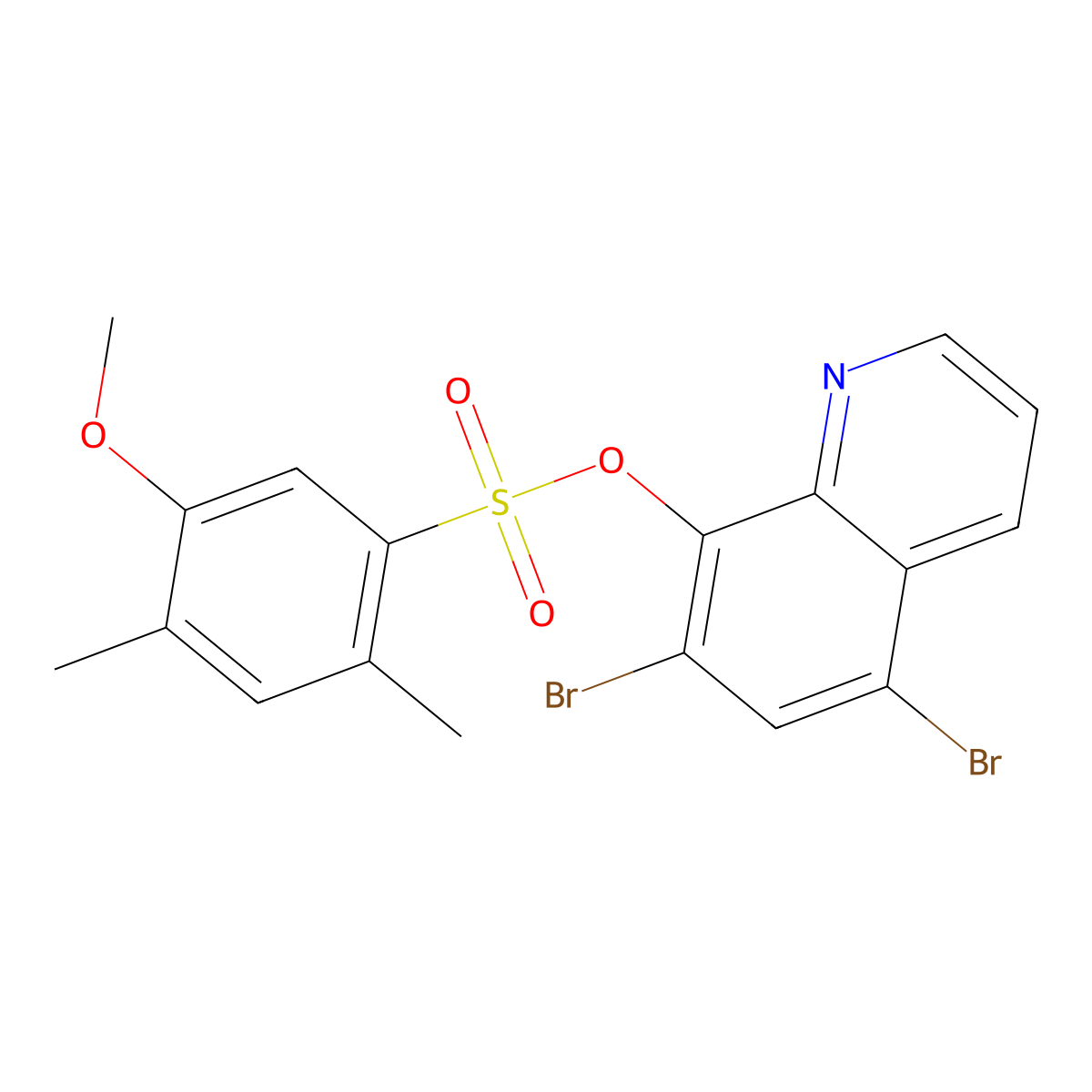 (5,7-Dibromoquinolin-8-yl) 5-methoxy-2,4-dimethylbenzenesulfonate molecular structure, CAS 2380177-88-6