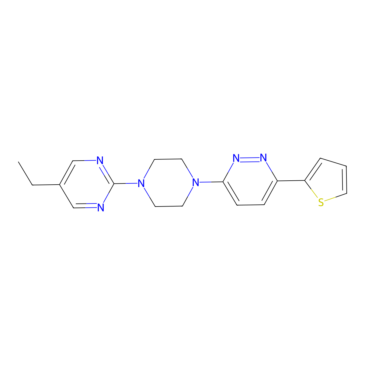 3-[4-(5-Ethylpyrimidin-2-yl)piperazin-1-yl]-6-(thiophen-2-yl)pyridazine molecular structure, CAS 2380177-91-1