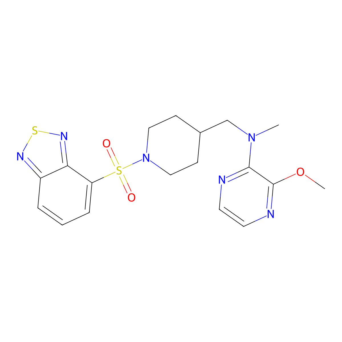 N-{[1-(2,1,3-benzothiadiazole-4-sulfonyl)piperidin-4-yl]methyl}-3-methoxy-N-methylpyrazin-2-amine molecular structure, CAS 2380178-01-6