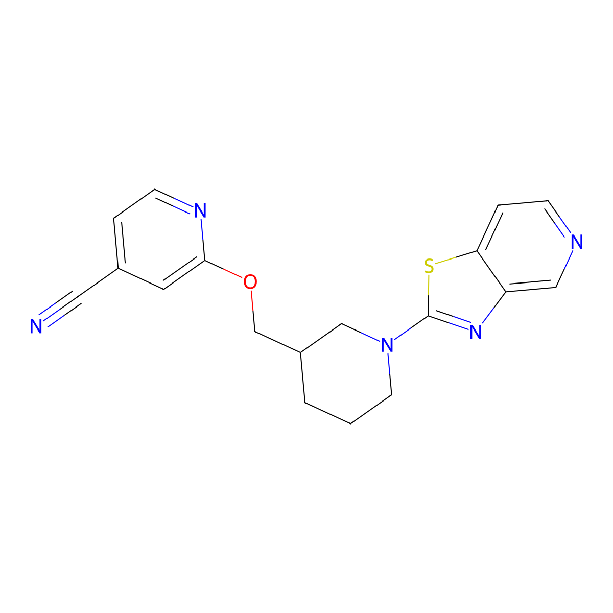 2-[(1-{[1,3]Thiazolo[4,5-c]pyridin-2-yl}piperidin-3-yl)methoxy]pyridine-4-carbonitrile molecular structure, CAS 2380178-02-7