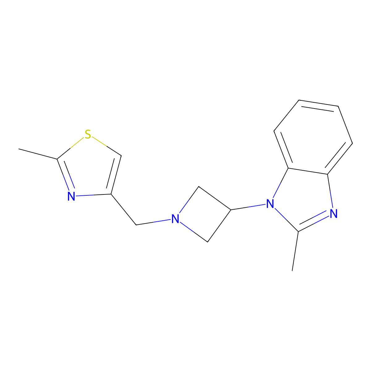 2-methyl-1-{1-[(2-methyl-1,3-thiazol-4-yl)methyl]azetidin-3-yl}-1H-1,3-benzodiazole molecular structure, CAS 2380178-04-9