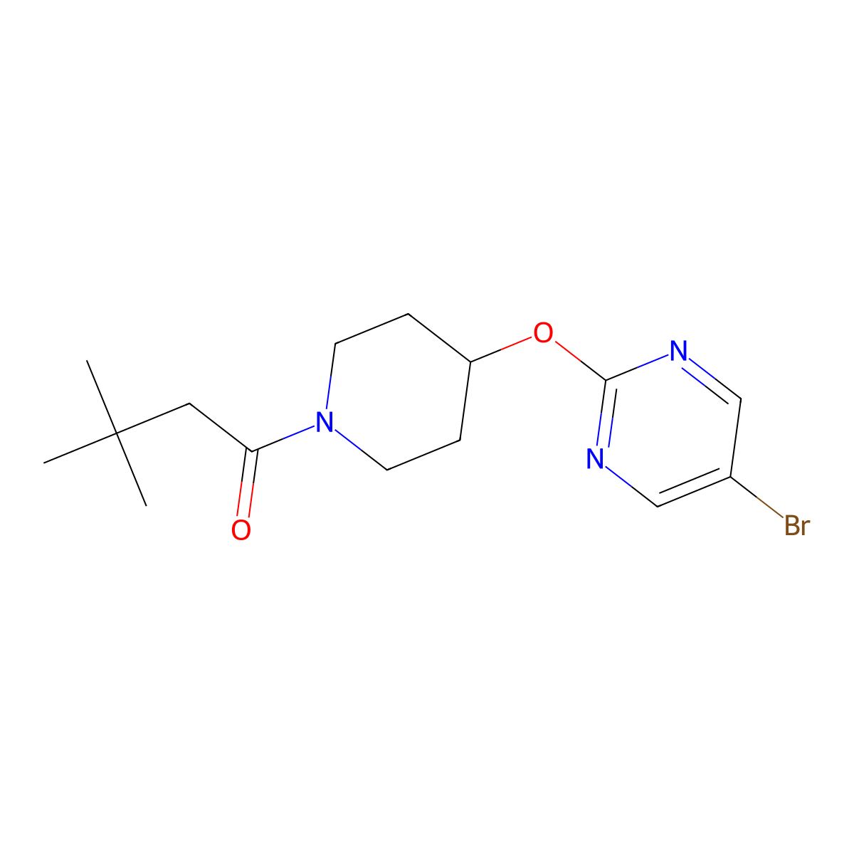 1-{4-[(5-Bromopyrimidin-2-yl)oxy]piperidin-1-yl}-3,3-dimethylbutan-1-one molecular structure, CAS 2380178-06-1