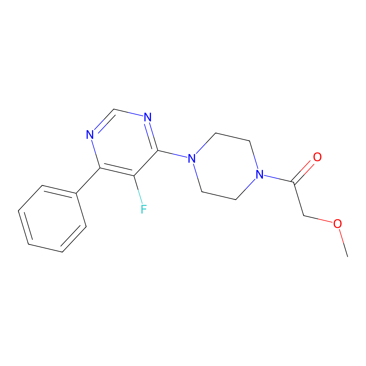 1-[4-(5-Fluoro-6-phenylpyrimidin-4-yl)piperazin-1-yl]-2-methoxyethan-1-one molecular structure, CAS 2380178-08-3