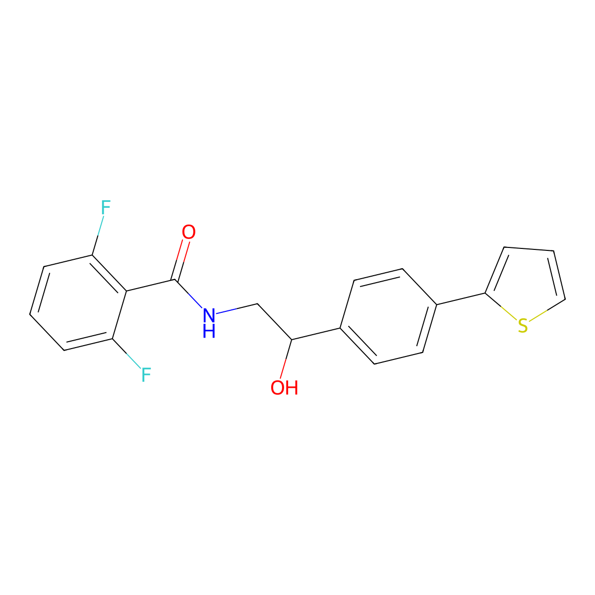 2,6-difluoro-N-{2-hydroxy-2-[4-(thiophen-2-yl)phenyl]ethyl}benzamide molecular structure, CAS 2380178-13-0