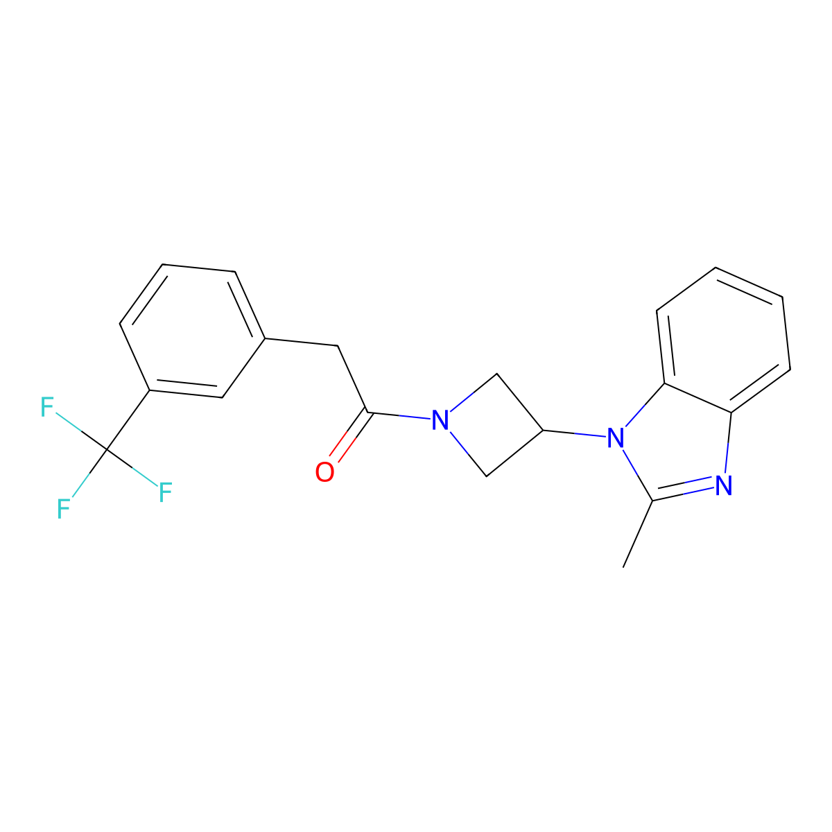 1-[3-(2-methyl-1H-1,3-benzodiazol-1-yl)azetidin-1-yl]-2-[3-(trifluoromethyl)phenyl]ethan-1-one molecular structure, CAS 2380178-16-3
