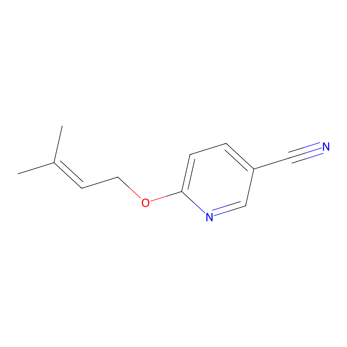 6-[(3-Methylbut-2-en-1-yl)oxy]pyridine-3-carbonitrile molecular structure, CAS 2380178-20-9