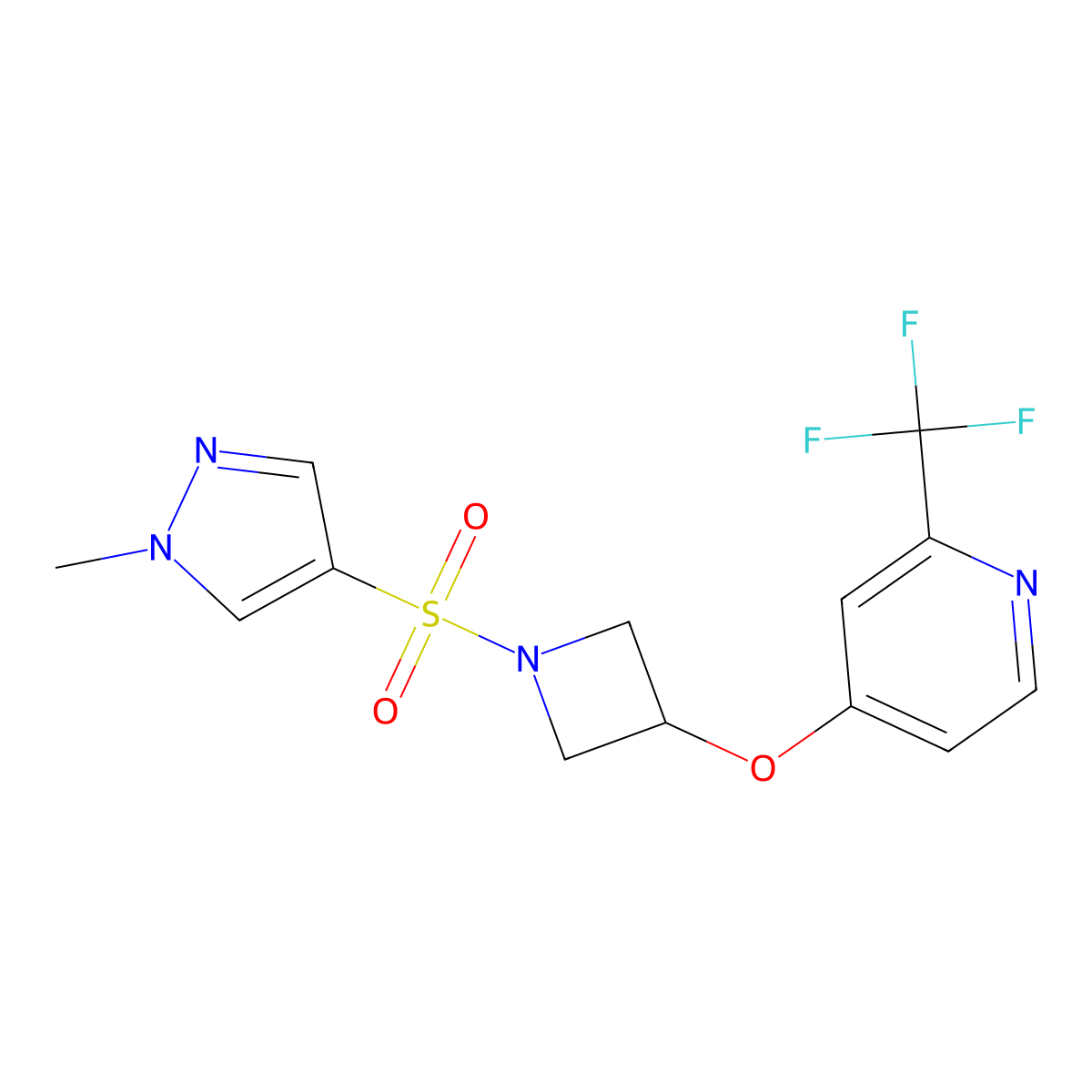 4-({1-[(1-methyl-1H-pyrazol-4-yl)sulfonyl]azetidin-3-yl}oxy)-2-(trifluoromethyl)pyridine molecular structure, CAS 2380178-21-0