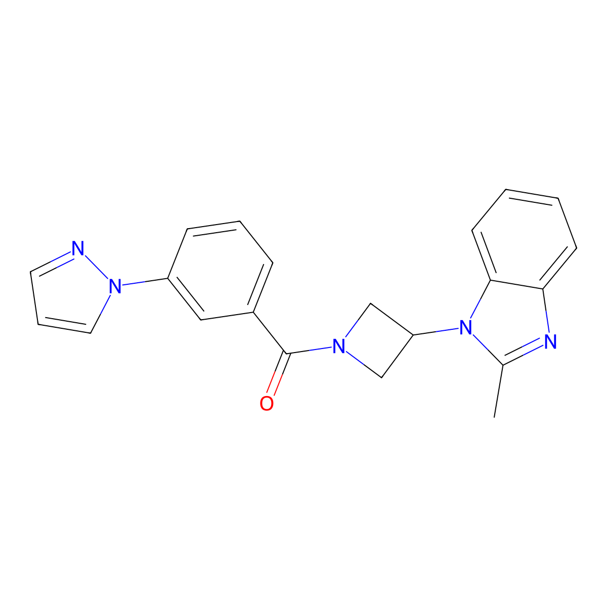2-methyl-1-{1-[3-(1H-pyrazol-1-yl)benzoyl]azetidin-3-yl}-1H-1,3-benzodiazole molecular structure, CAS 2380178-24-3