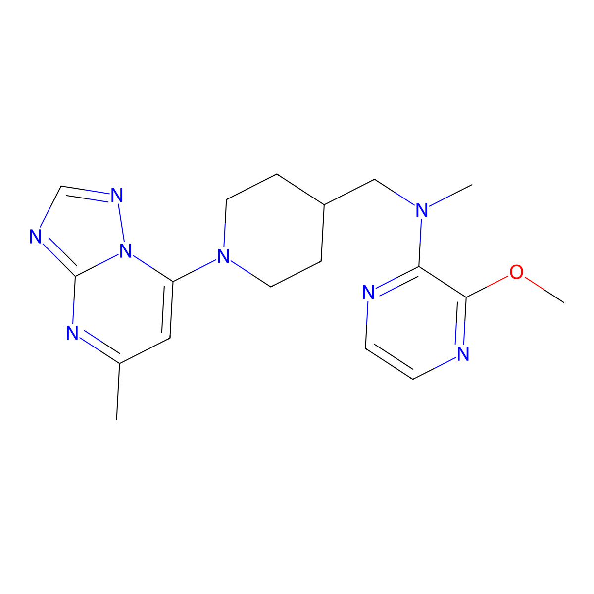 3-methoxy-N-methyl-N-[(1-{5-methyl-[1,2,4]triazolo[1,5-a]pyrimidin-7-yl}piperidin-4-yl)methyl]pyrazin-2-amine molecular structure, CAS 2380178-25-4