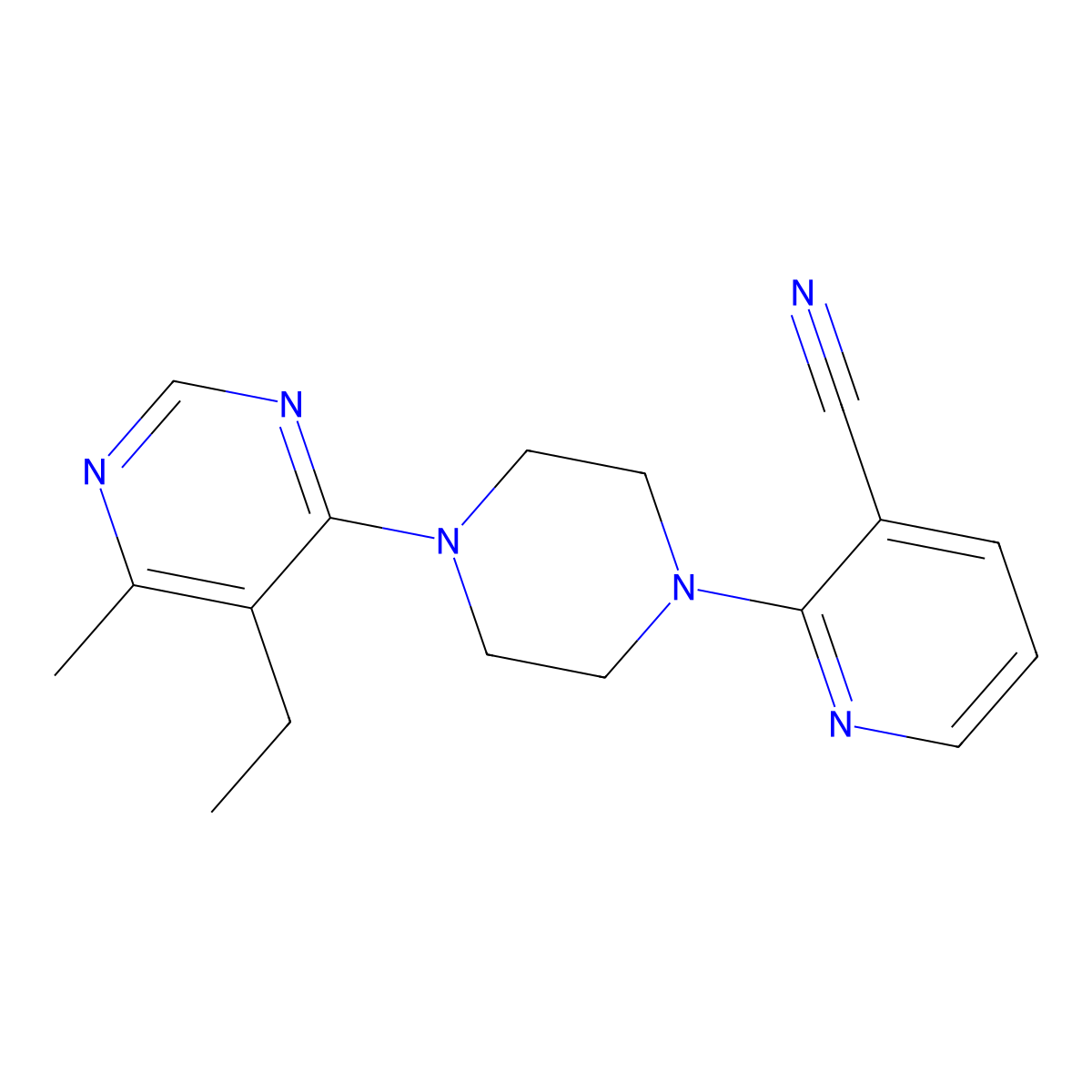 2-[4-(5-Ethyl-6-methylpyrimidin-4-yl)piperazin-1-yl]pyridine-3-carbonitrile molecular structure, CAS 2380178-27-6