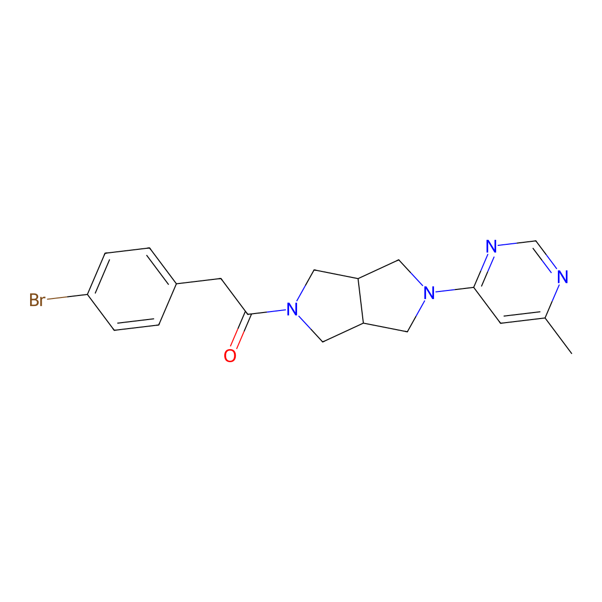 2-(4-Bromophenyl)-1-[5-(6-methylpyrimidin-4-yl)-octahydropyrrolo[3,4-c]pyrrol-2-yl]ethan-1-one molecular structure, CAS 2380178-32-3