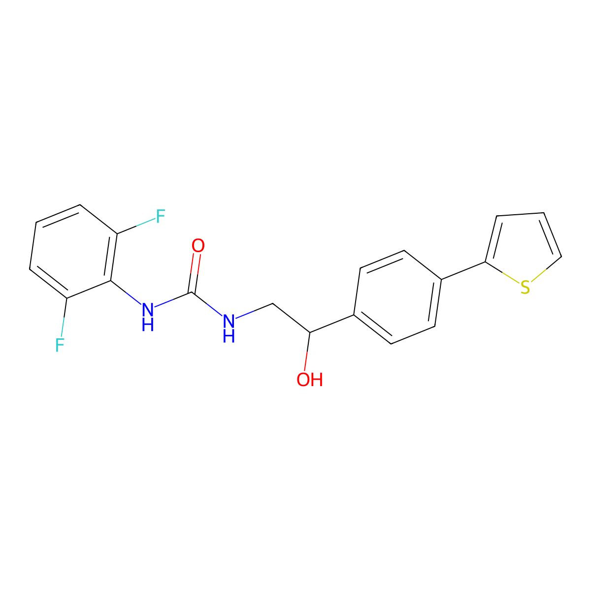 1-(2,6-Difluorophenyl)-3-{2-hydroxy-2-[4-(thiophen-2-yl)phenyl]ethyl}urea molecular structure, CAS 2380178-33-4