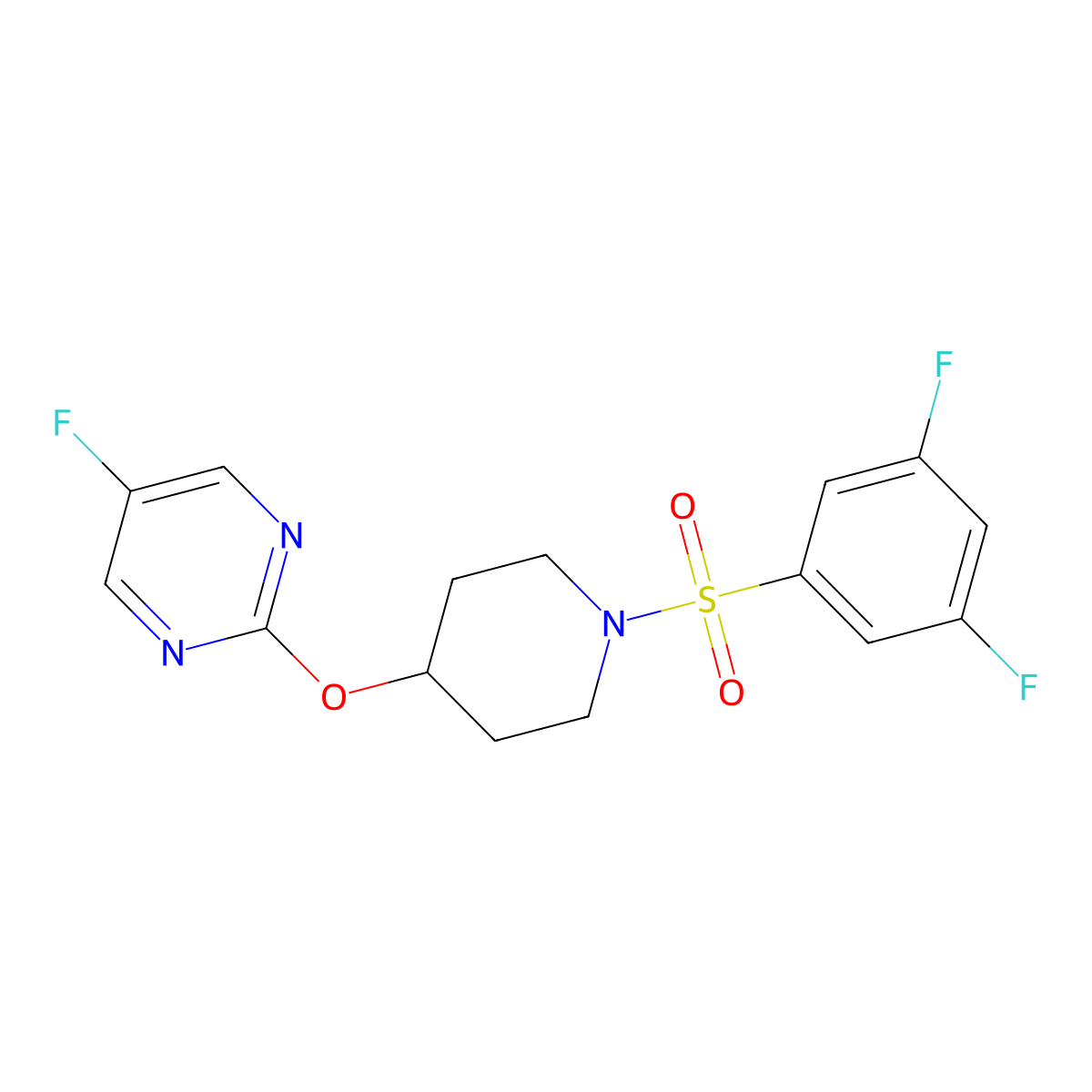 2-{[1-(3,5-Difluorobenzenesulfonyl)piperidin-4-yl]oxy}-5-fluoropyrimidine molecular structure, CAS 2380178-35-6