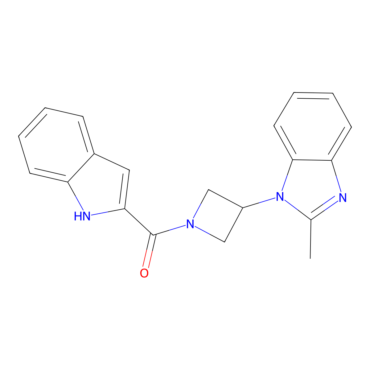 1-[1-(1H-indole-2-carbonyl)azetidin-3-yl]-2-methyl-1H-1,3-benzodiazole molecular structure, CAS 2380178-39-0