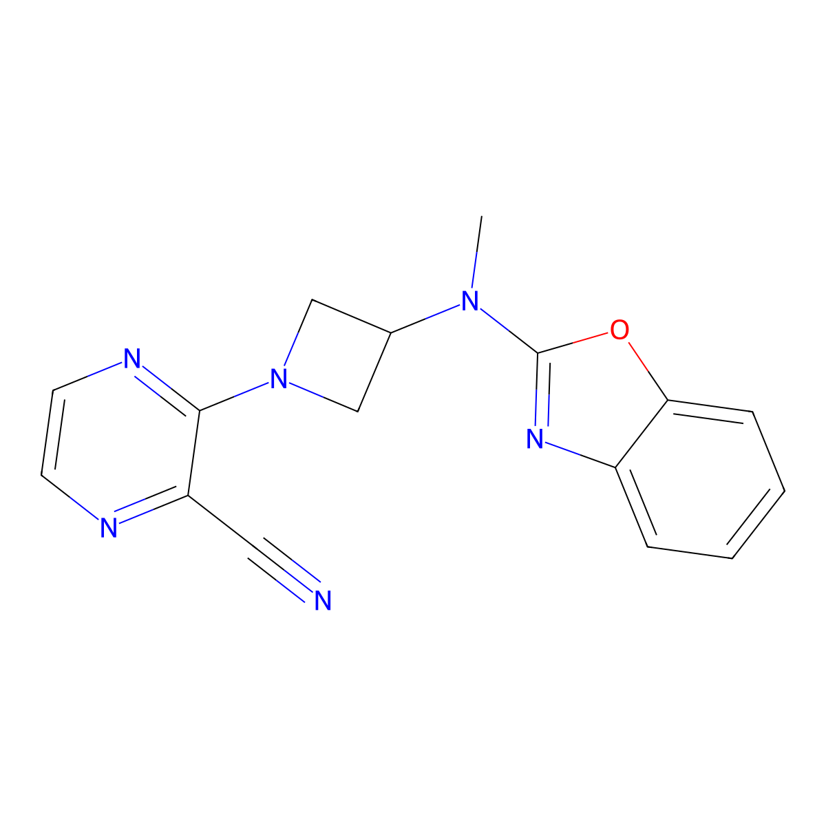 3-{3-[(1,3-Benzoxazol-2-yl)(methyl)amino]azetidin-1-yl}pyrazine-2-carbonitrile molecular structure, CAS 2380178-42-5
