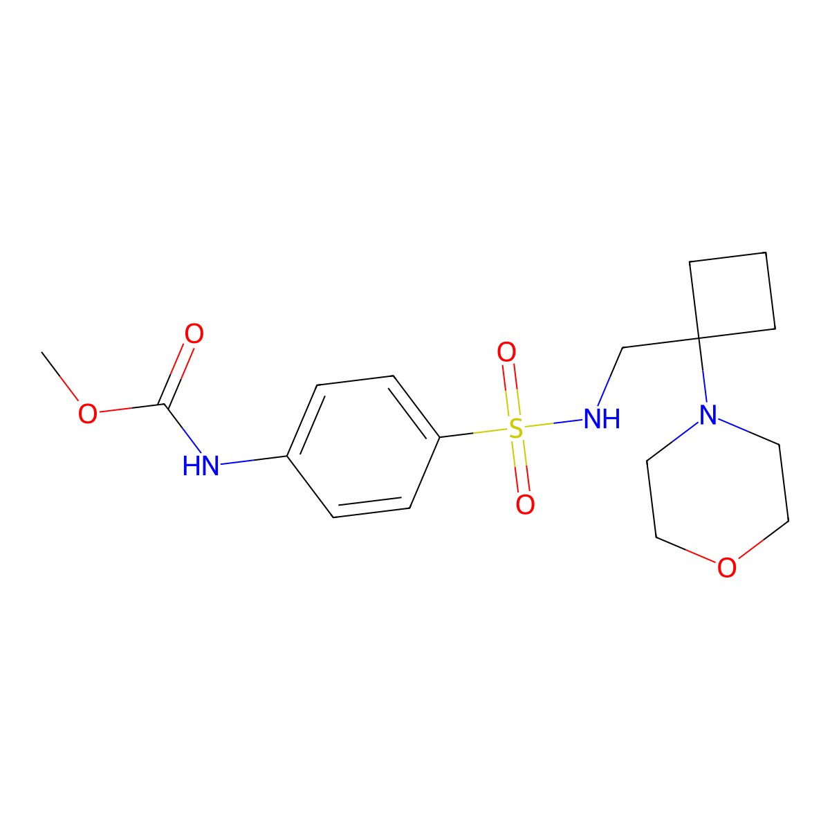 methyl N-[4-({[1-(morpholin-4-yl)cyclobutyl]methyl}sulfamoyl)phenyl]carbamate molecular structure, CAS 2380178-48-1