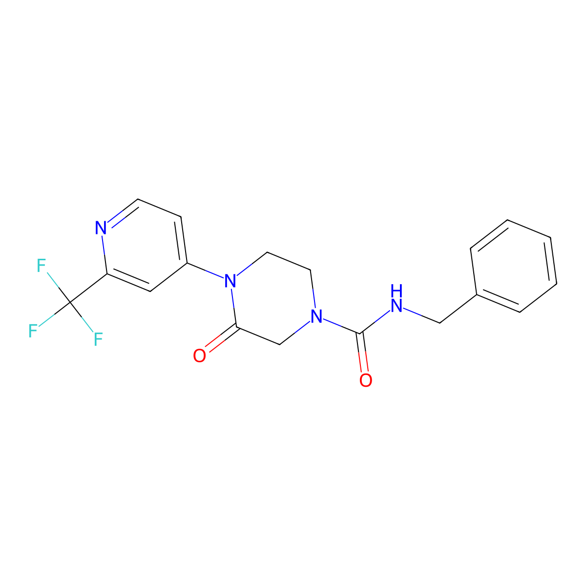 N-Benzyl-3-oxo-4-[2-(trifluoromethyl)pyridin-4-yl]piperazine-1-carboxamide molecular structure, CAS 2380178-49-2