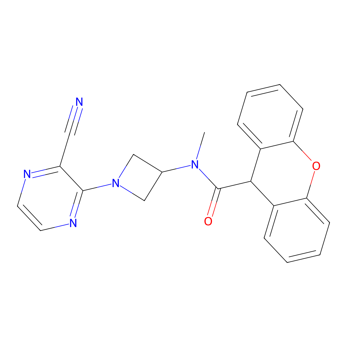 N-[1-(3-Cyanopyrazin-2-yl)azetidin-3-yl]-N-methyl-9H-xanthene-9-carboxamide molecular structure, CAS 2380178-50-5