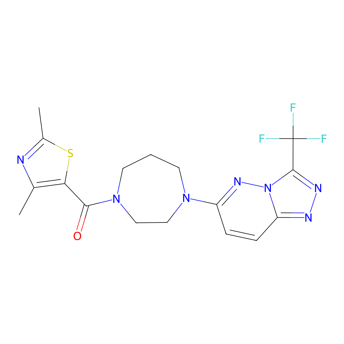 1-(2,4-Dimethyl-1,3-thiazole-5-carbonyl)-4-[3-(trifluoromethyl)-[1,2,4]triazolo[4,3-b]pyridazin-6-yl]-1,4-diazepane molecular structure, CAS 2380178-56-1