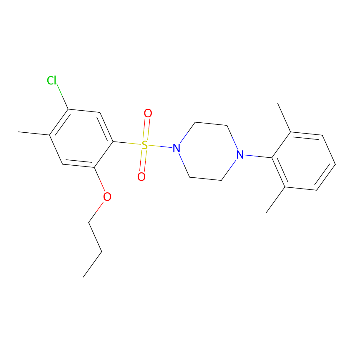 1-(5-Chloro-4-methyl-2-propoxybenzenesulfonyl)-4-(2,6-dimethylphenyl)piperazine molecular structure, CAS 2380178-59-4