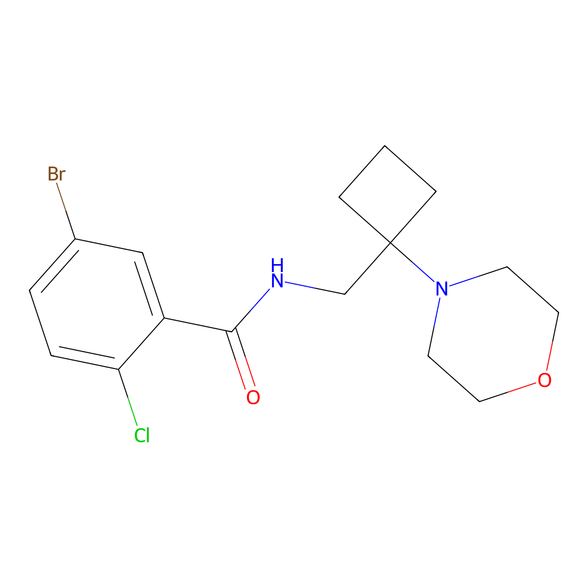 5-bromo-2-chloro-N-{[1-(morpholin-4-yl)cyclobutyl]methyl}benzamide molecular structure, CAS 2380178-62-9