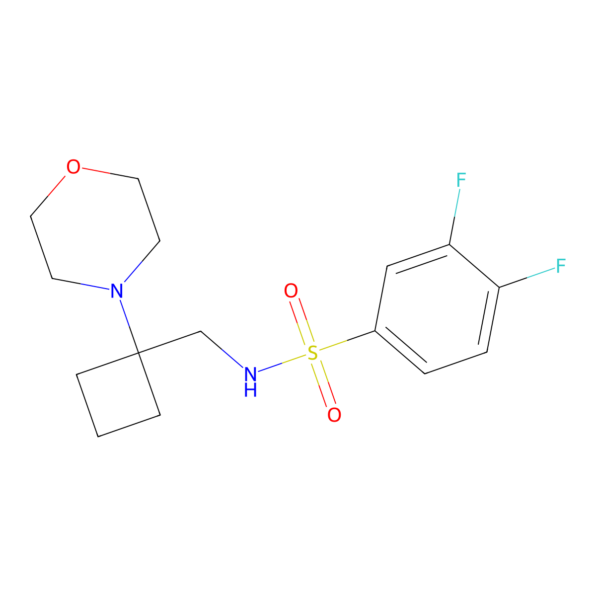 3,4-difluoro-N-{[1-(morpholin-4-yl)cyclobutyl]methyl}benzene-1-sulfonamide molecular structure, CAS 2380178-64-1