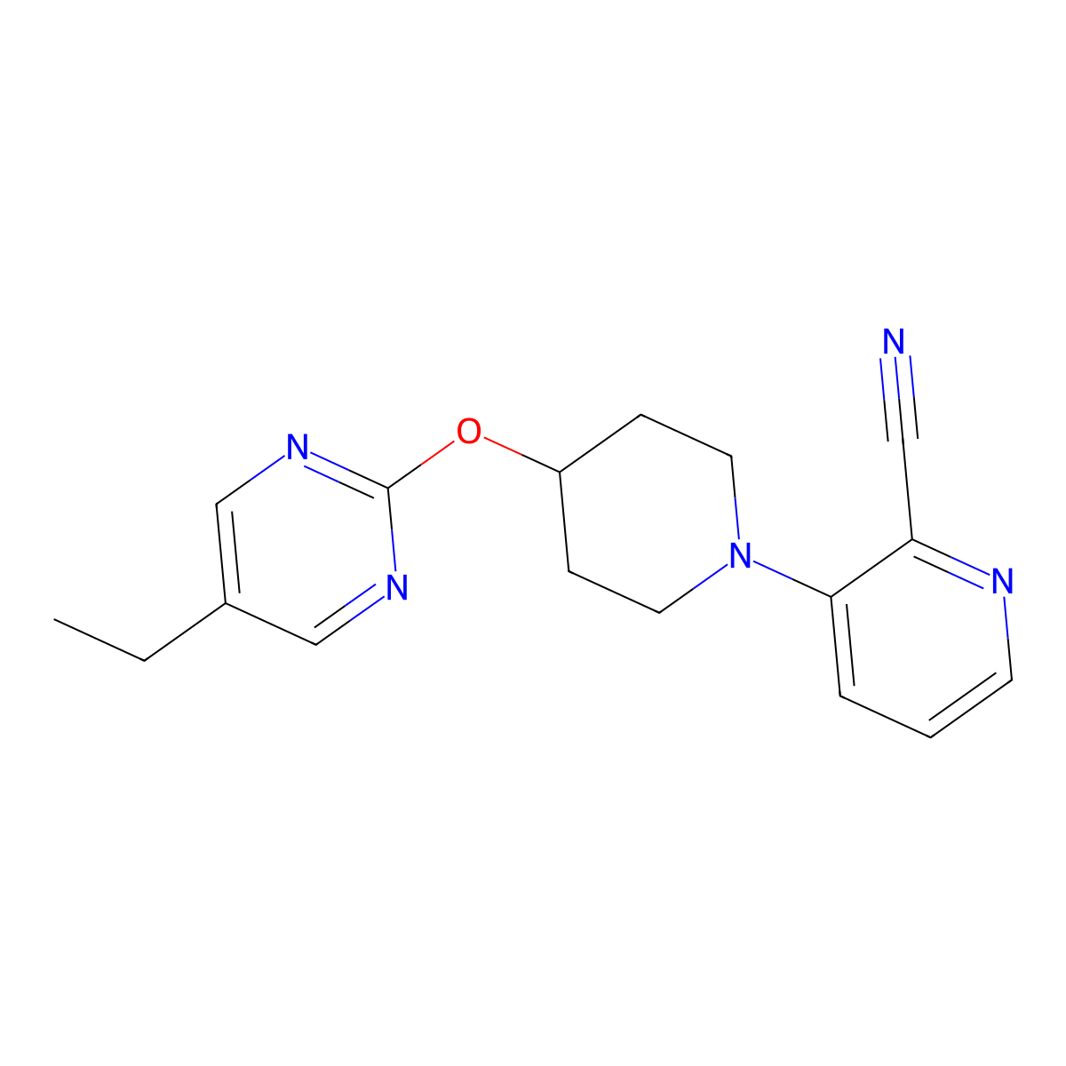 3-[4-(5-Ethylpyrimidin-2-yl)oxypiperidin-1-yl]pyridine-2-carbonitrile molecular structure, CAS 2380178-68-5