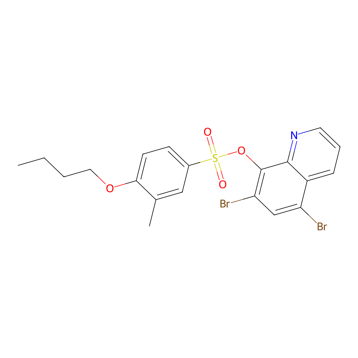 5,7-Dibromoquinolin-8-yl 4-butoxy-3-methylbenzene-1-sulfonate molecular structure, CAS 2380178-70-9