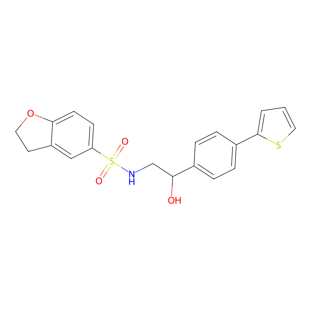 N-{2-hydroxy-2-[4-(thiophen-2-yl)phenyl]ethyl}-2,3-dihydro-1-benzofuran-5-sulfonamide molecular structure, CAS 2380178-71-0