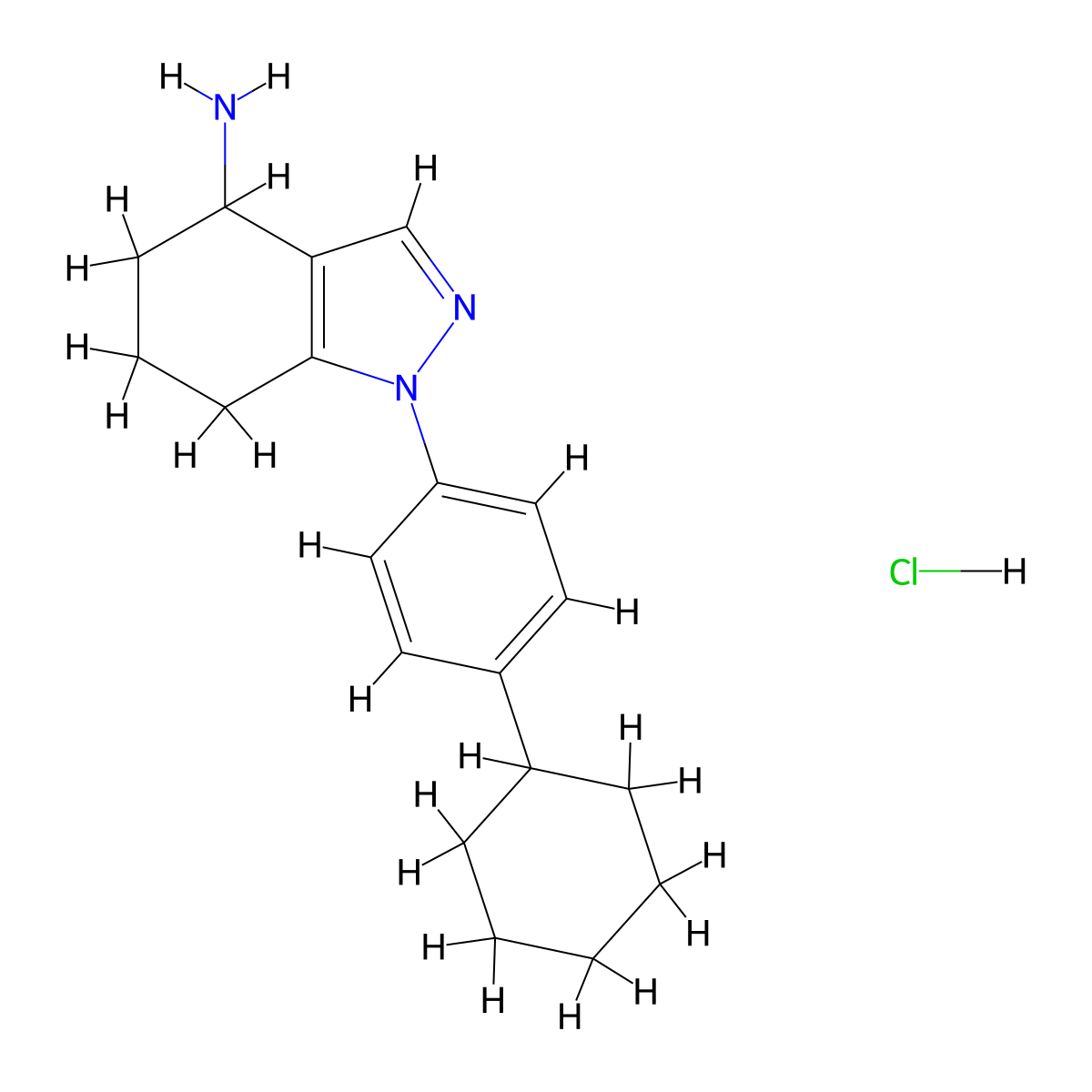 1-(4-cyclohexylphenyl)-4,5,6,7-tetrahydro-1H-indazol-4-amine hydrochloride molecular structure, CAS 2380178-73-2