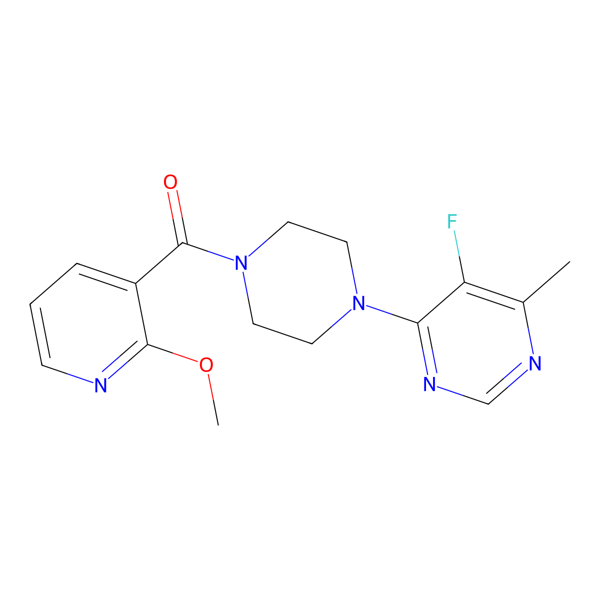 5-Fluoro-4-[4-(2-methoxypyridine-3-carbonyl)piperazin-1-yl]-6-methylpyrimidine molecular structure, CAS 2380178-74-3