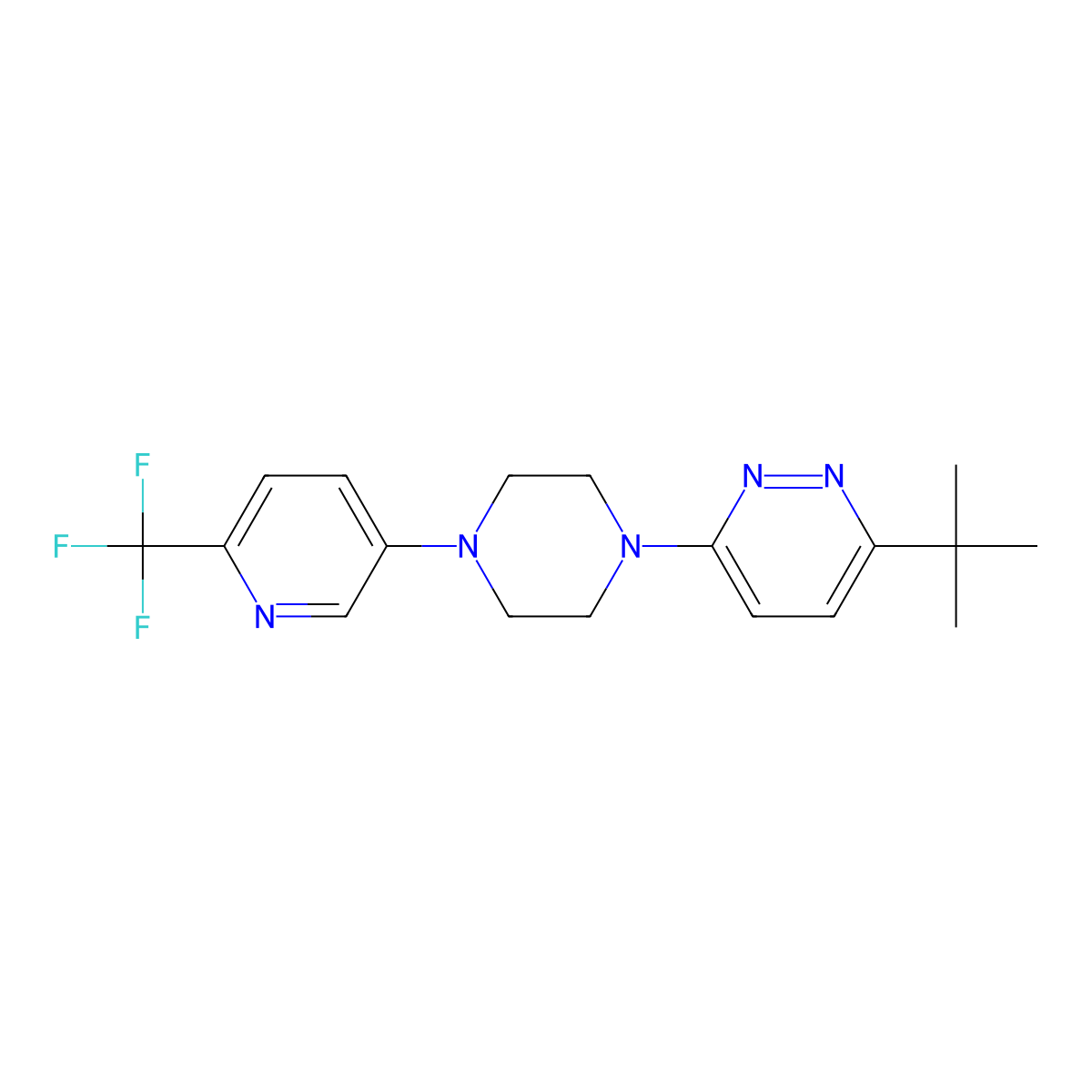 3-Tert-butyl-6-{4-[6-(trifluoromethyl)pyridin-3-yl]piperazin-1-yl}pyridazine molecular structure, CAS 2380178-81-2